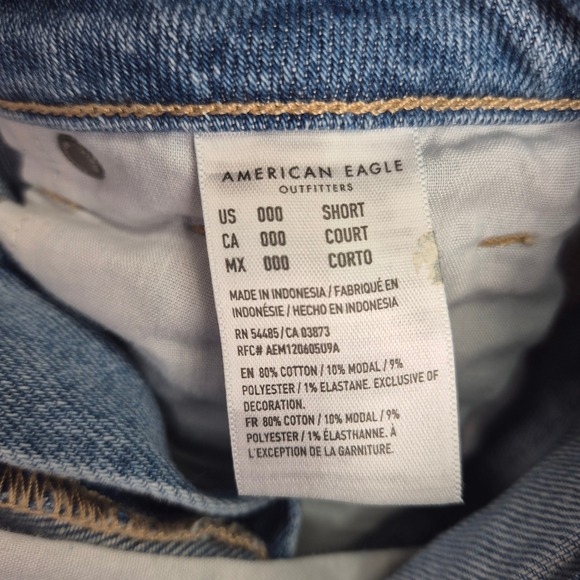 000 Short American Eagle Mom Straight Jeans Light Wash High Denim Women Petite - Picture 3 of 12